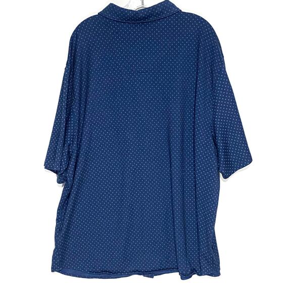 Van Heusen Never Tuck Button Polo Shirt Mens Big Tall 2XLT Blue Geometric Preppy - Picture 3 of 7